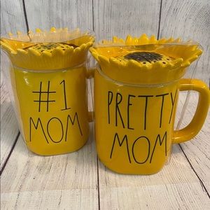 Rae Dunn hello pretty #1 mom sunflower mugs